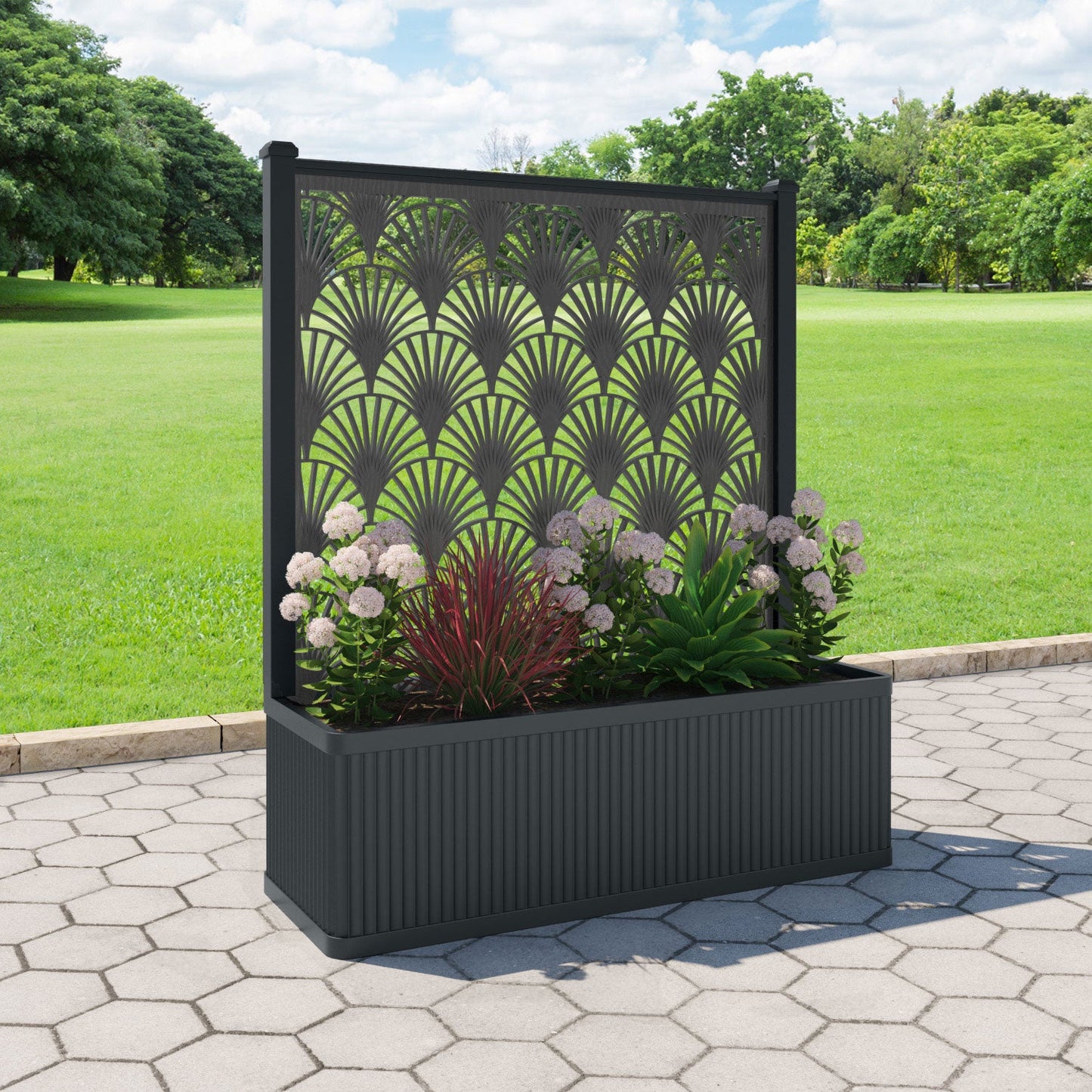 Laurel Screen large flower pot with LED