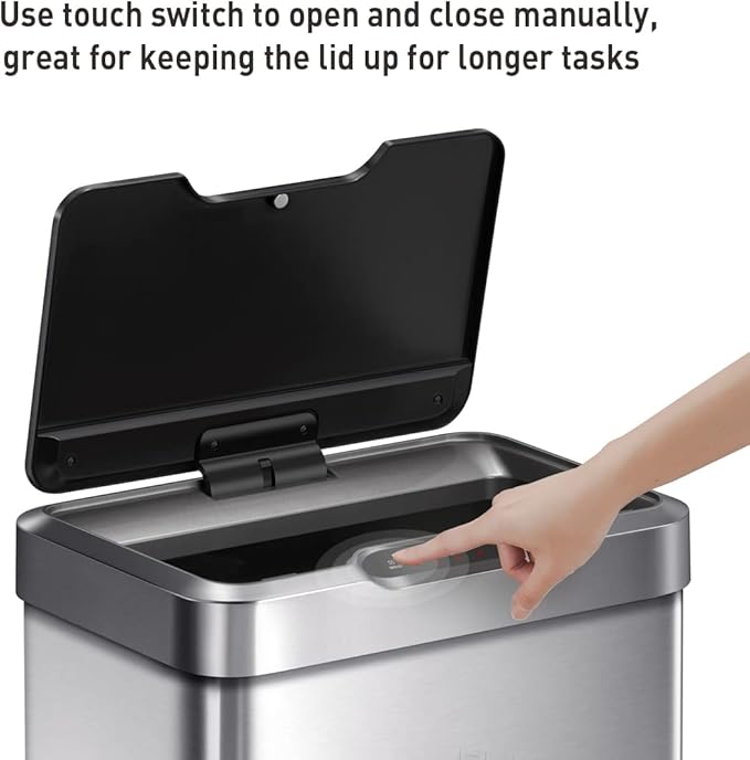 Contactless Rectangular Motion Sensor Trash Can