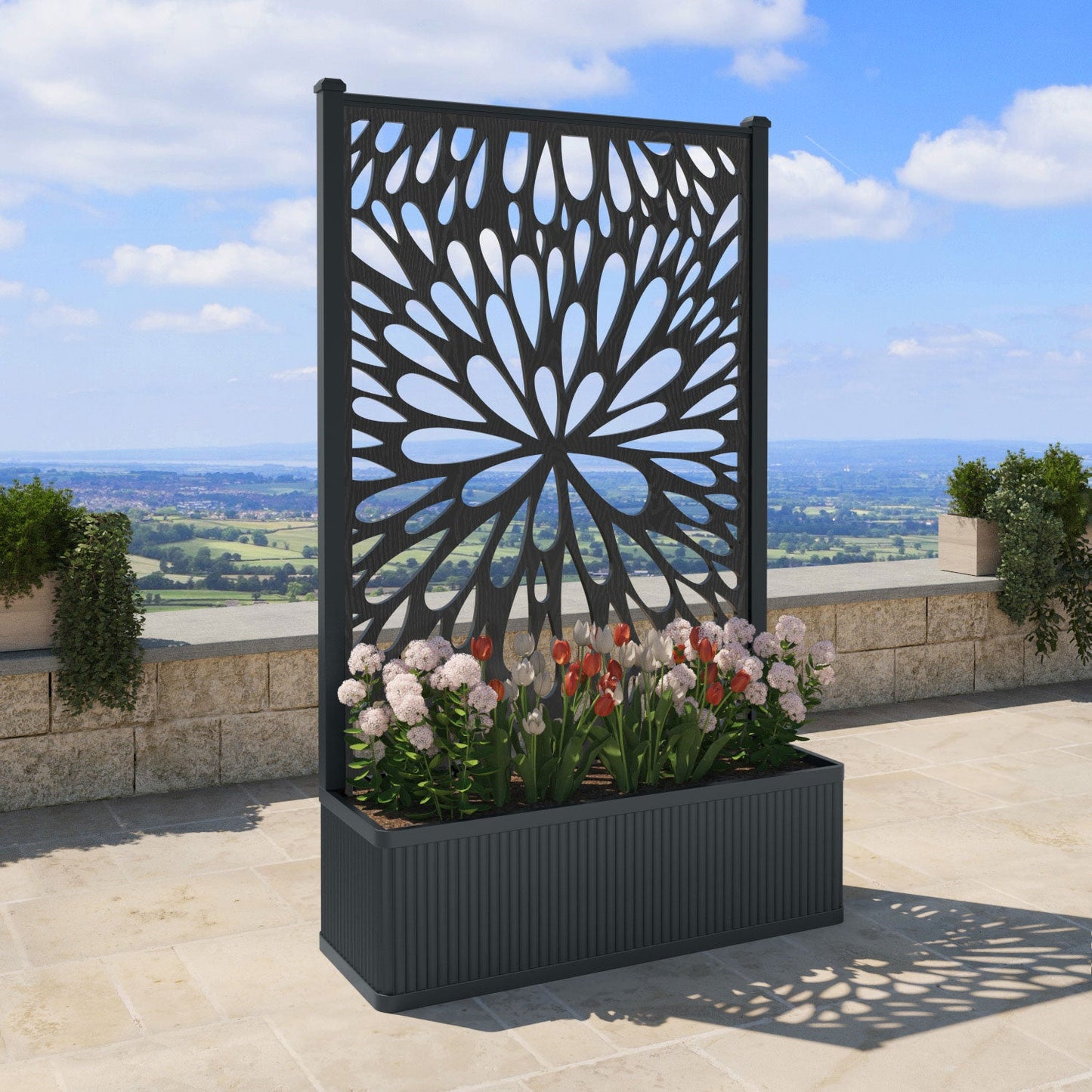 Blossom Screen high flower pot with LED