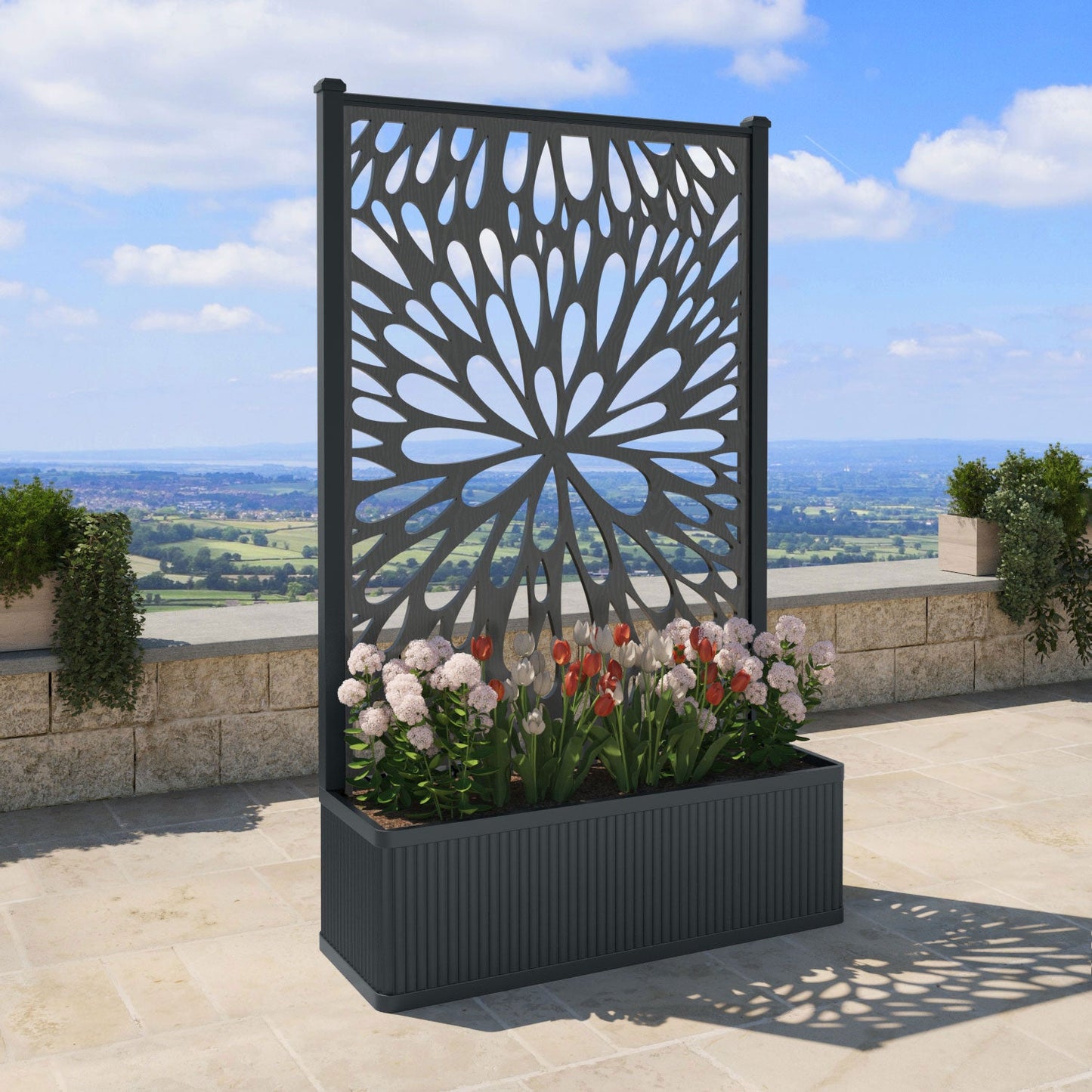 Blossom Screen high flower pot with LED