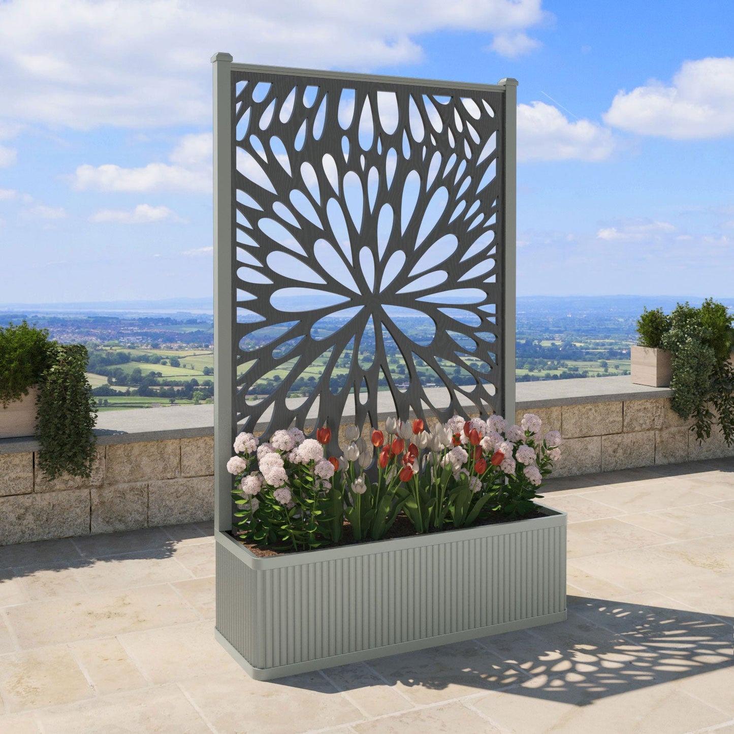 Blossom Screen high flower pot with LED