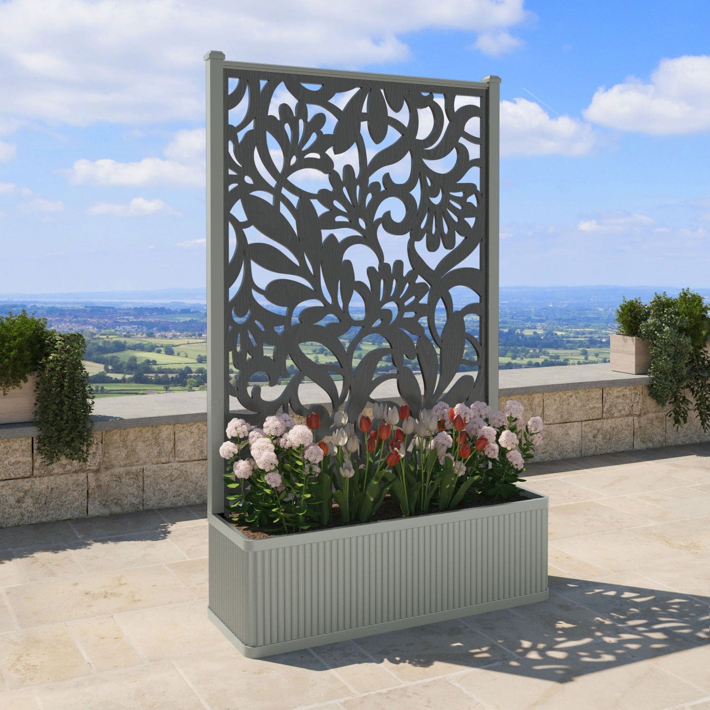 Heritage Screen high flower pot with LED