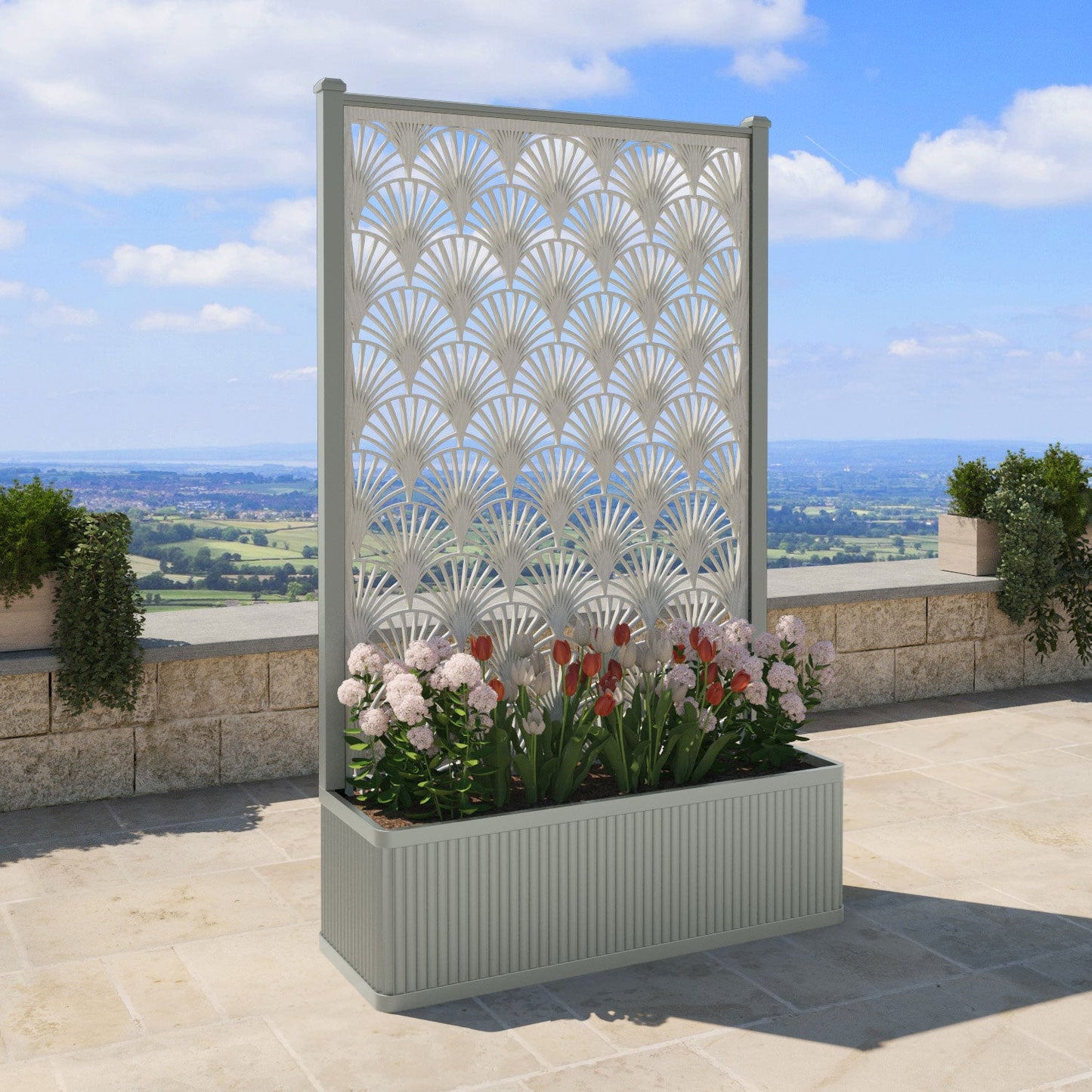 Laurel Screen high flower pot with LED