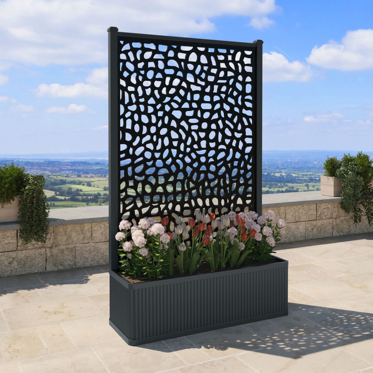 Pebble Screen high flower pot with LED