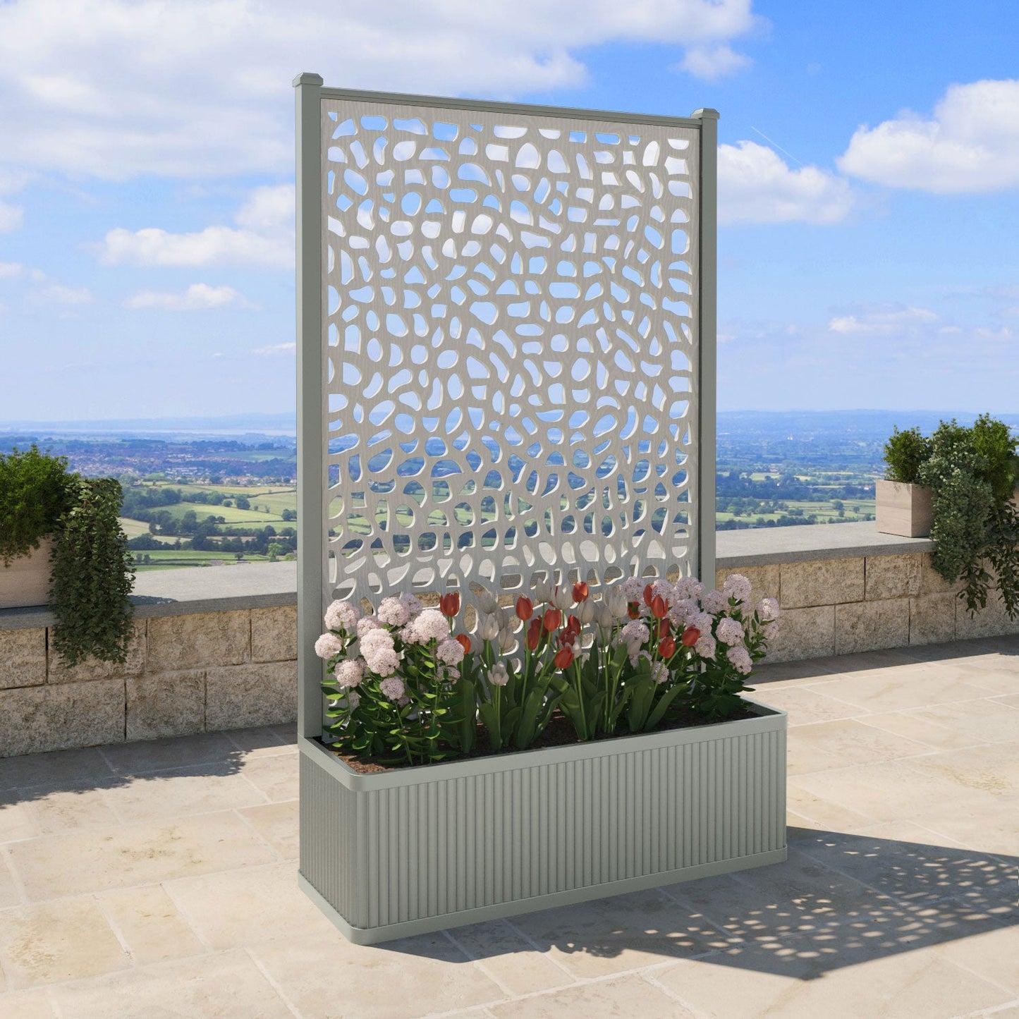 Pebble Screen high flower pot with LED