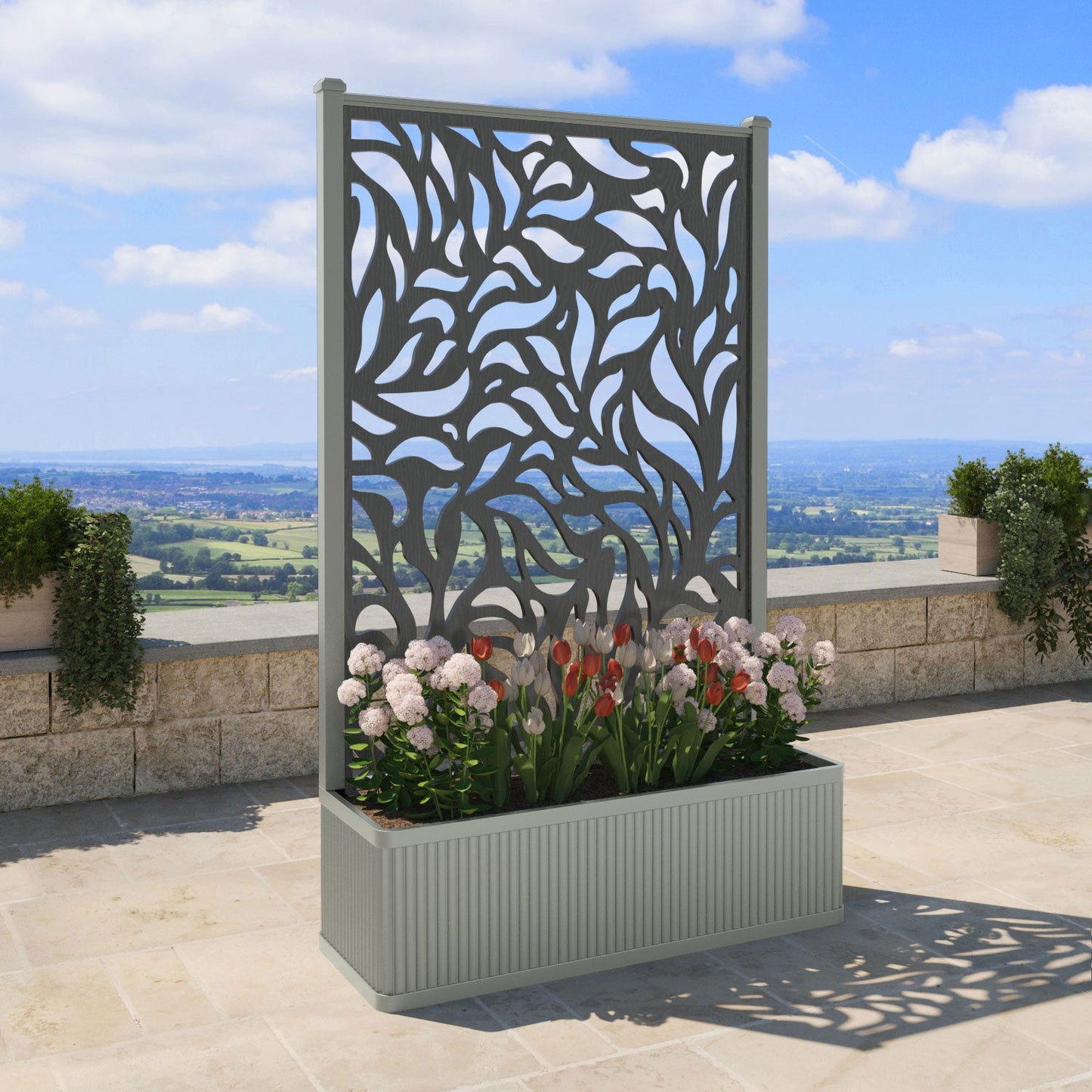 Plume Screen high flower pot with LED