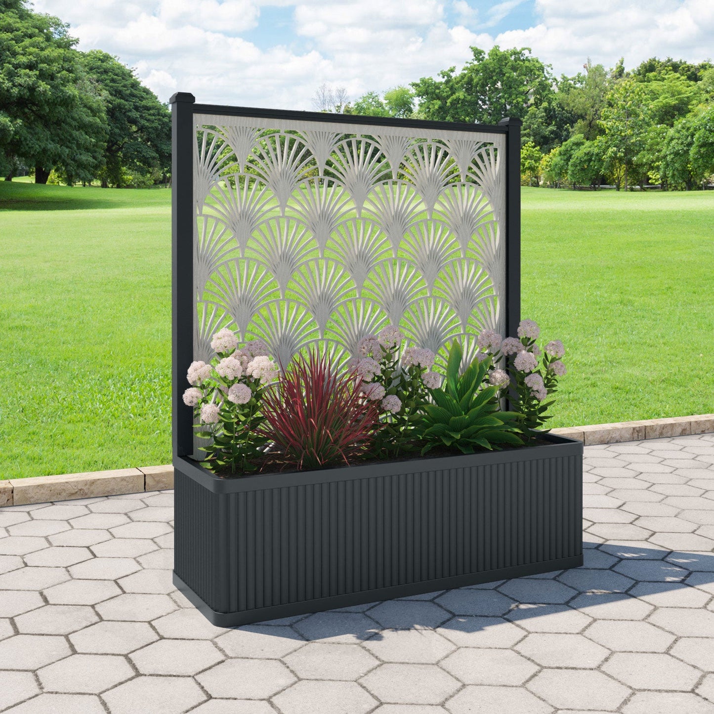 Laurel Screen large flower pot with LED