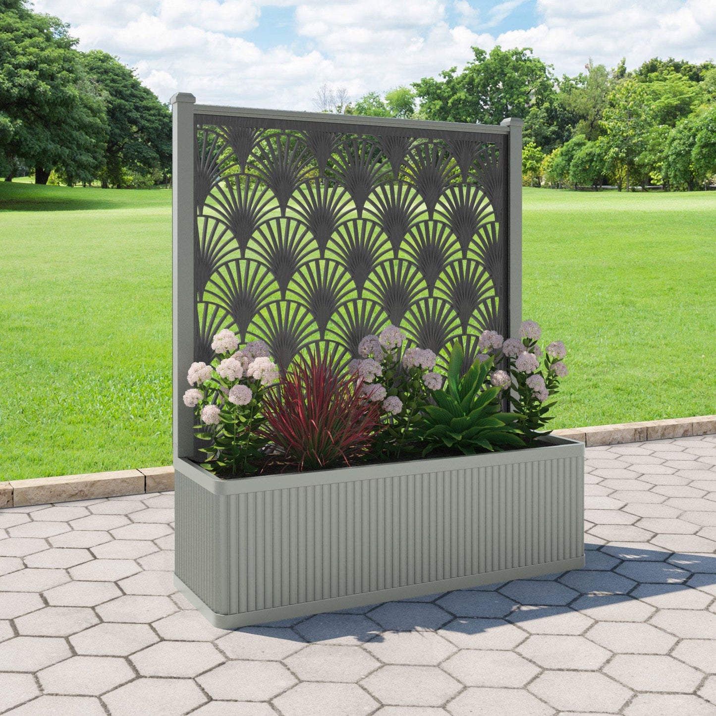 Laurel Screen large flower pot with LED