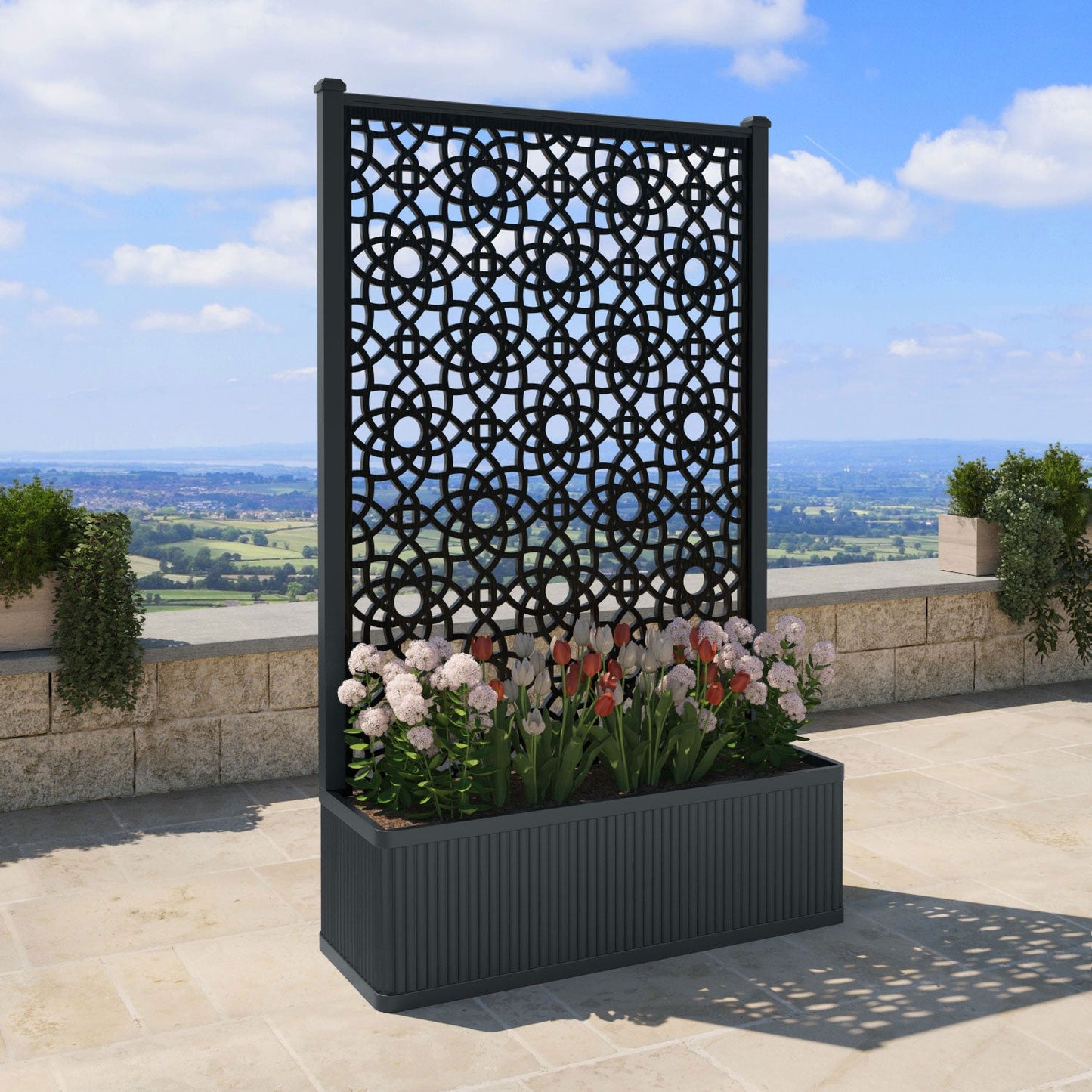 Ambar Screen high flower pot with LED