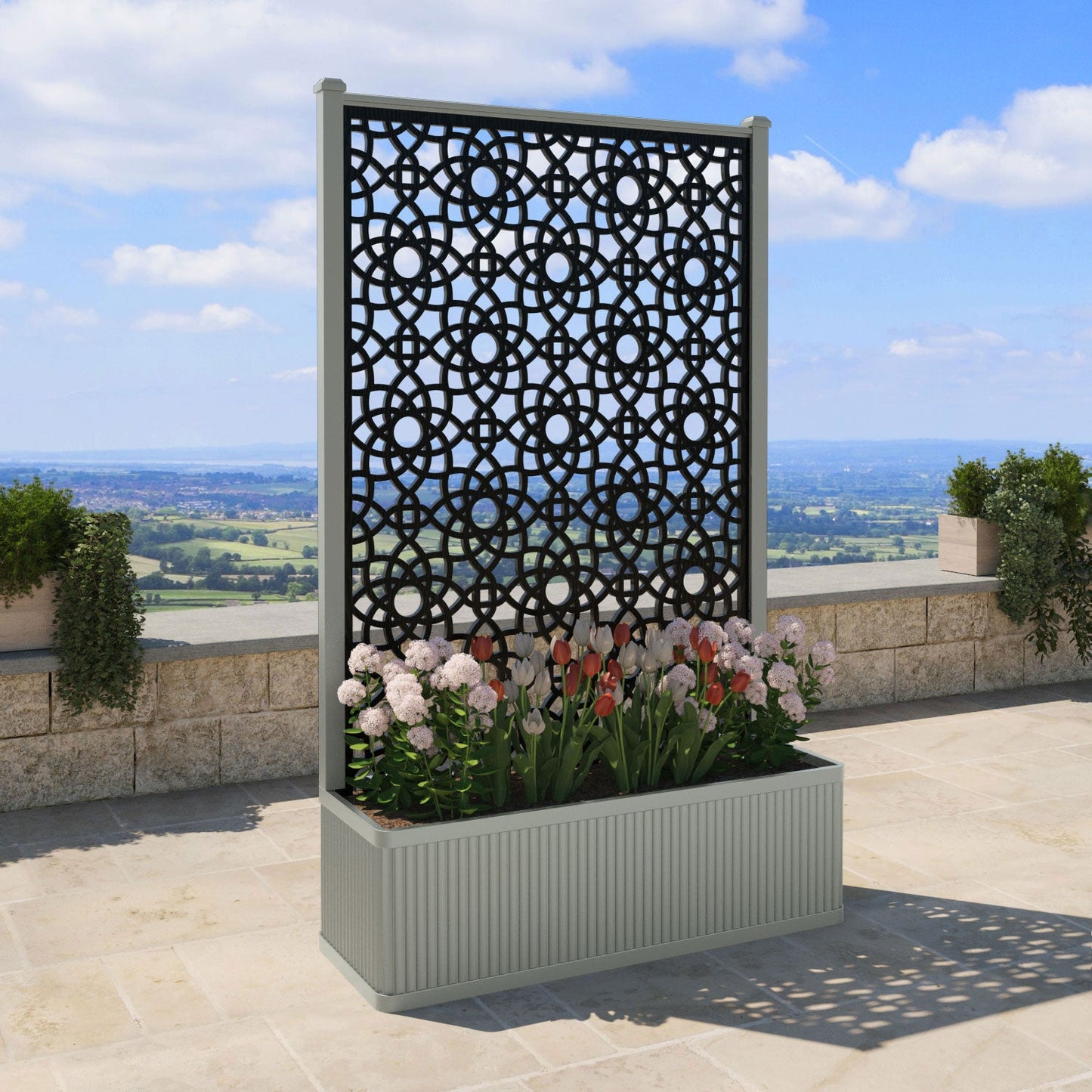 Ambar Screen high flower pot with LED