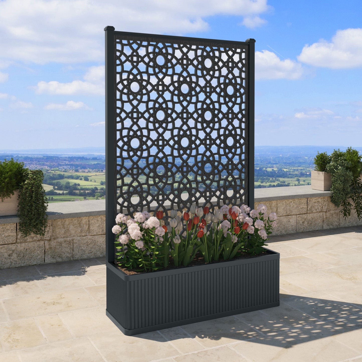 Ambar Screen high flower pot with LED