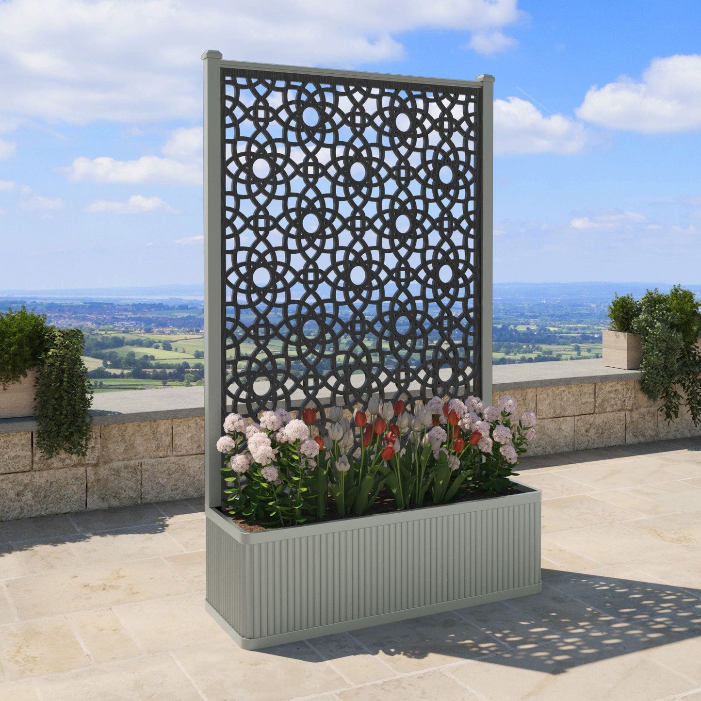 Ambar Screen high flower pot with LED