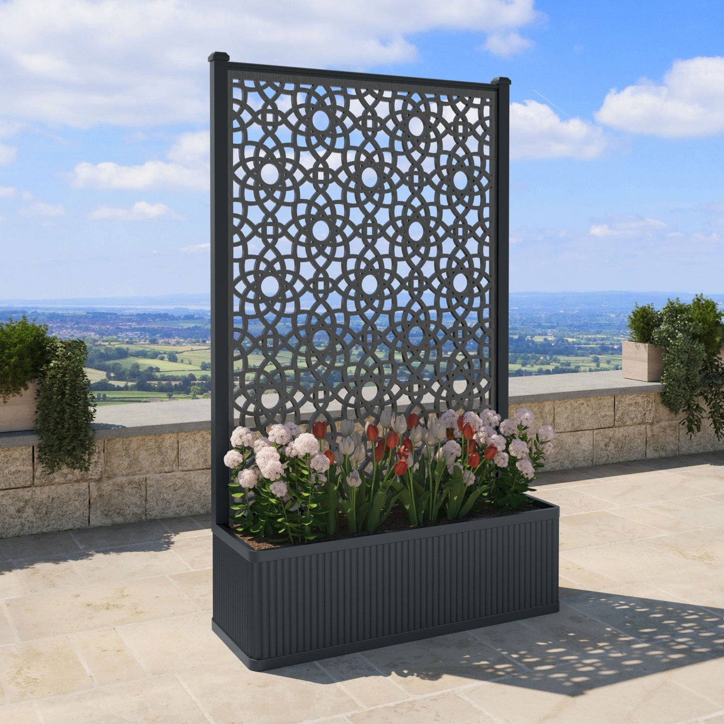 Ambar Screen high flower pot with LED