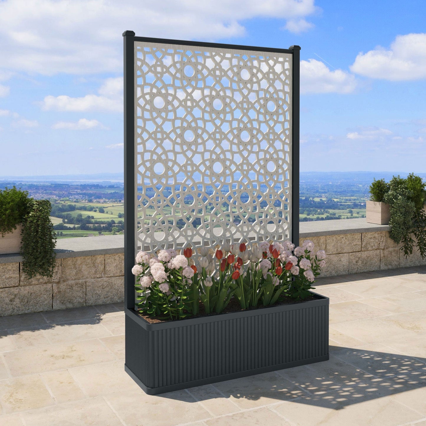 Ambar Screen high flower pot with LED