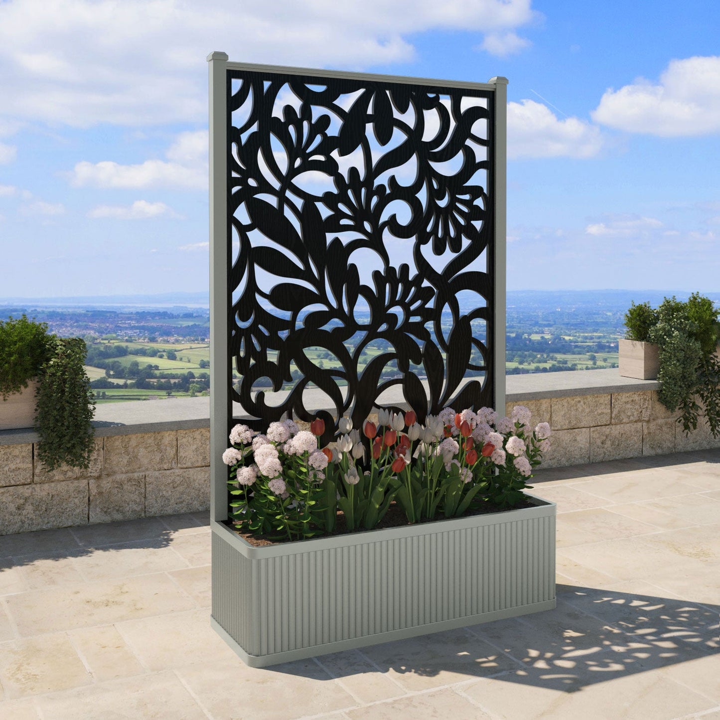 Heritage Screen high flower pot with LED