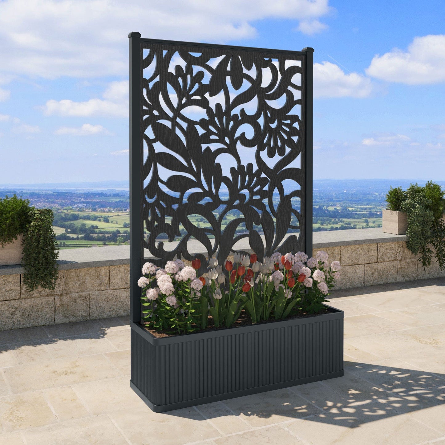Heritage Screen high flower pot with LED
