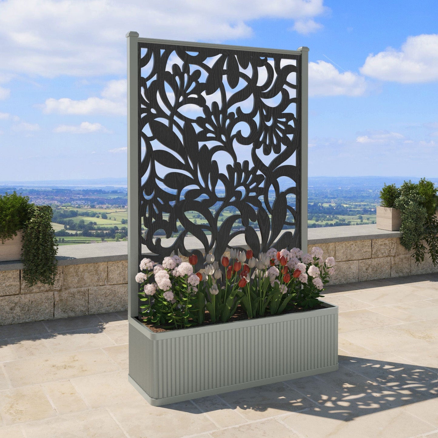 Heritage Screen high flower pot with LED