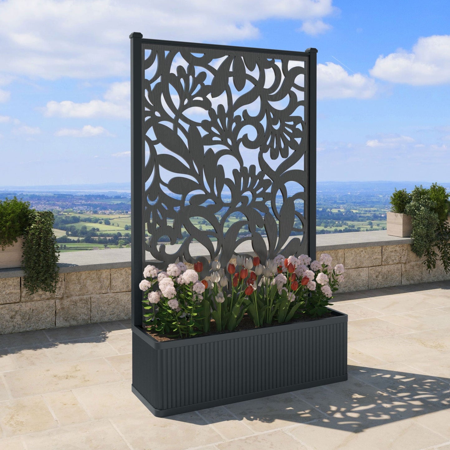 Heritage Screen high flower pot with LED