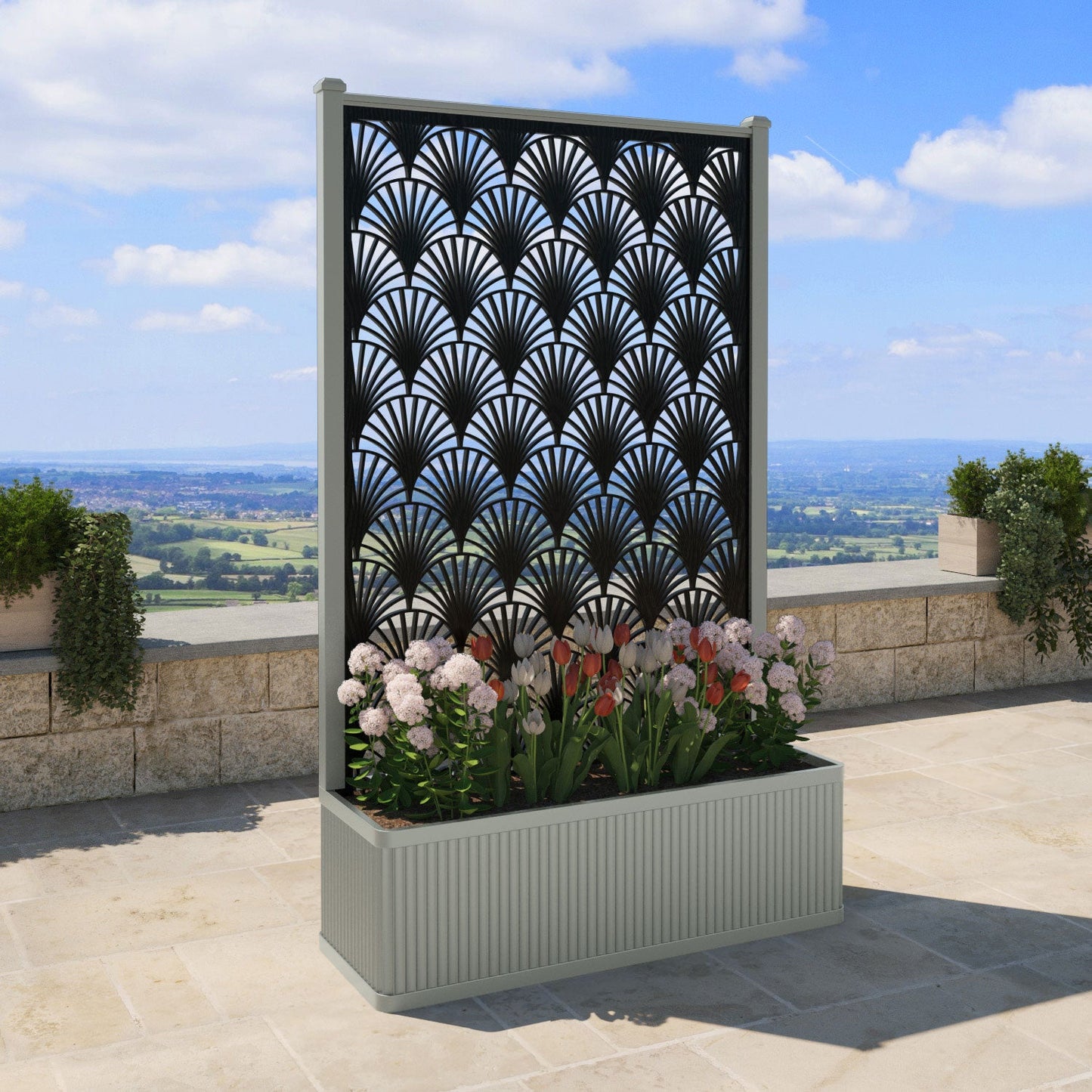 Laurel Screen high flower pot with LED