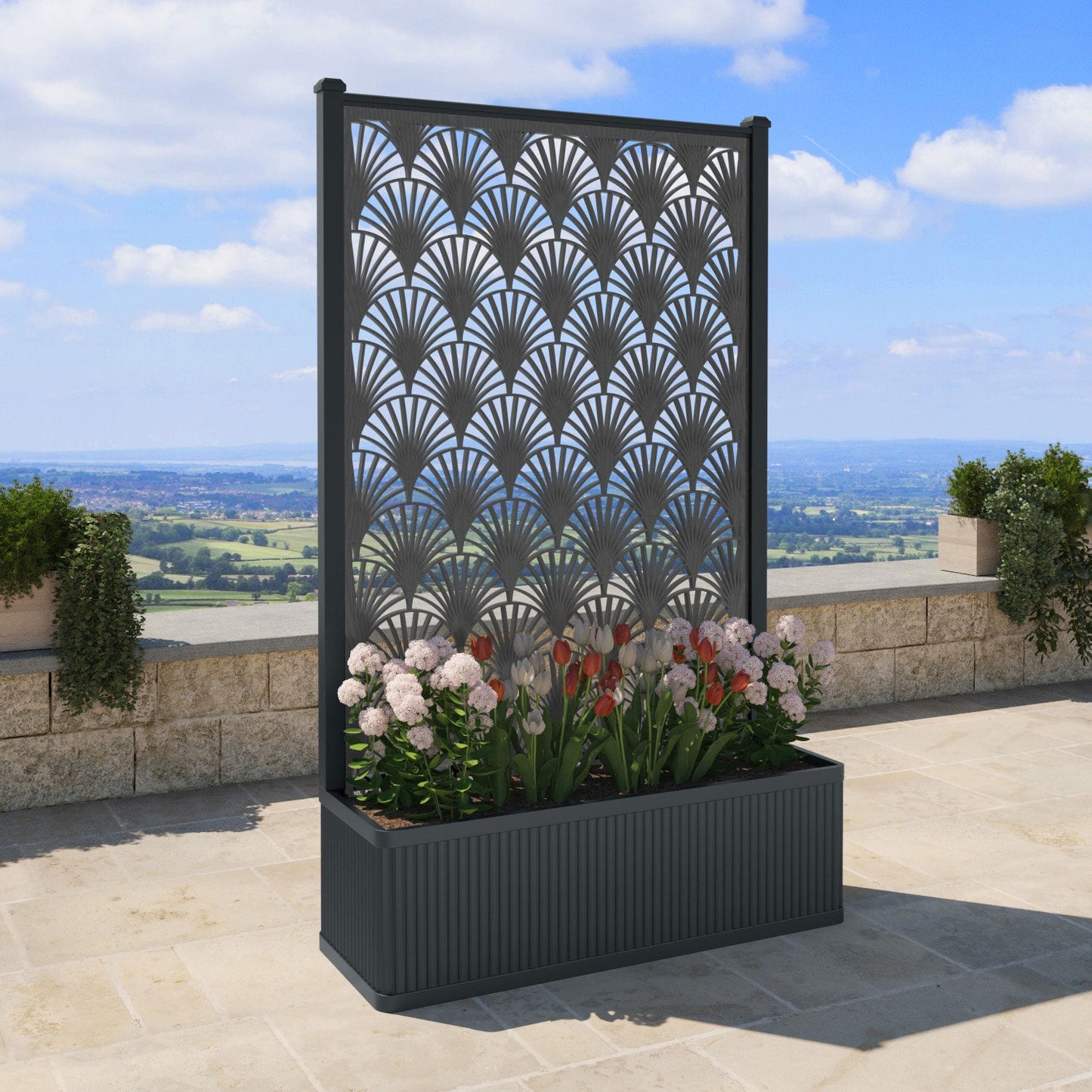 Laurel Screen high flower pot with LED