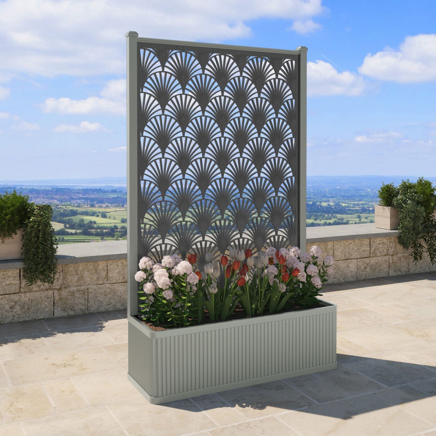 Laurel Screen high flower pot with LED