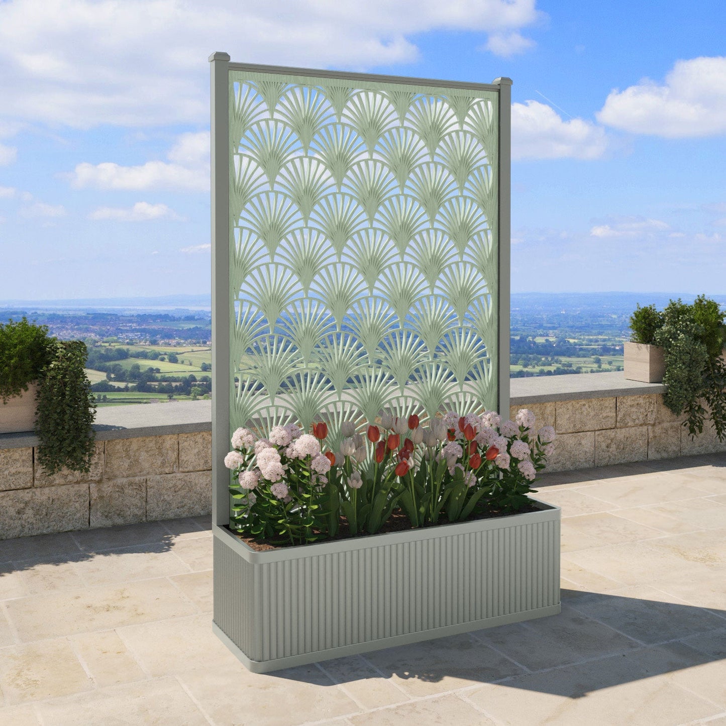 Laurel Screen high flower pot with LED