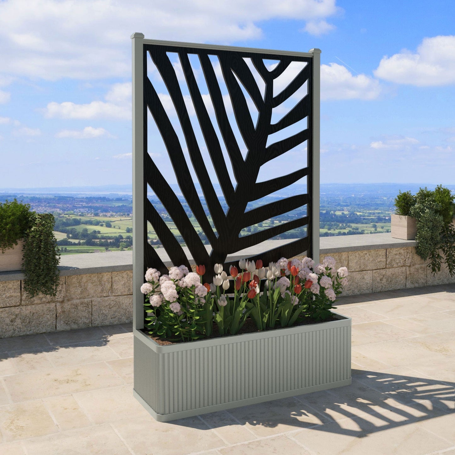 Palm Screen high flower pot with LED