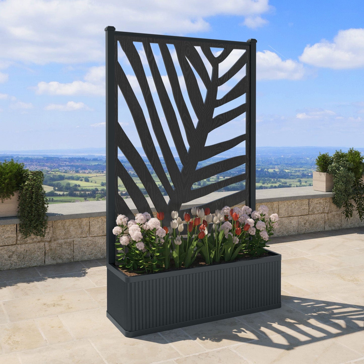 Palm Screen high flower pot with LED