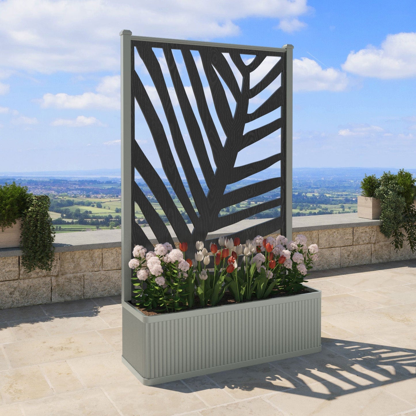 Palm Screen high flower pot with LED