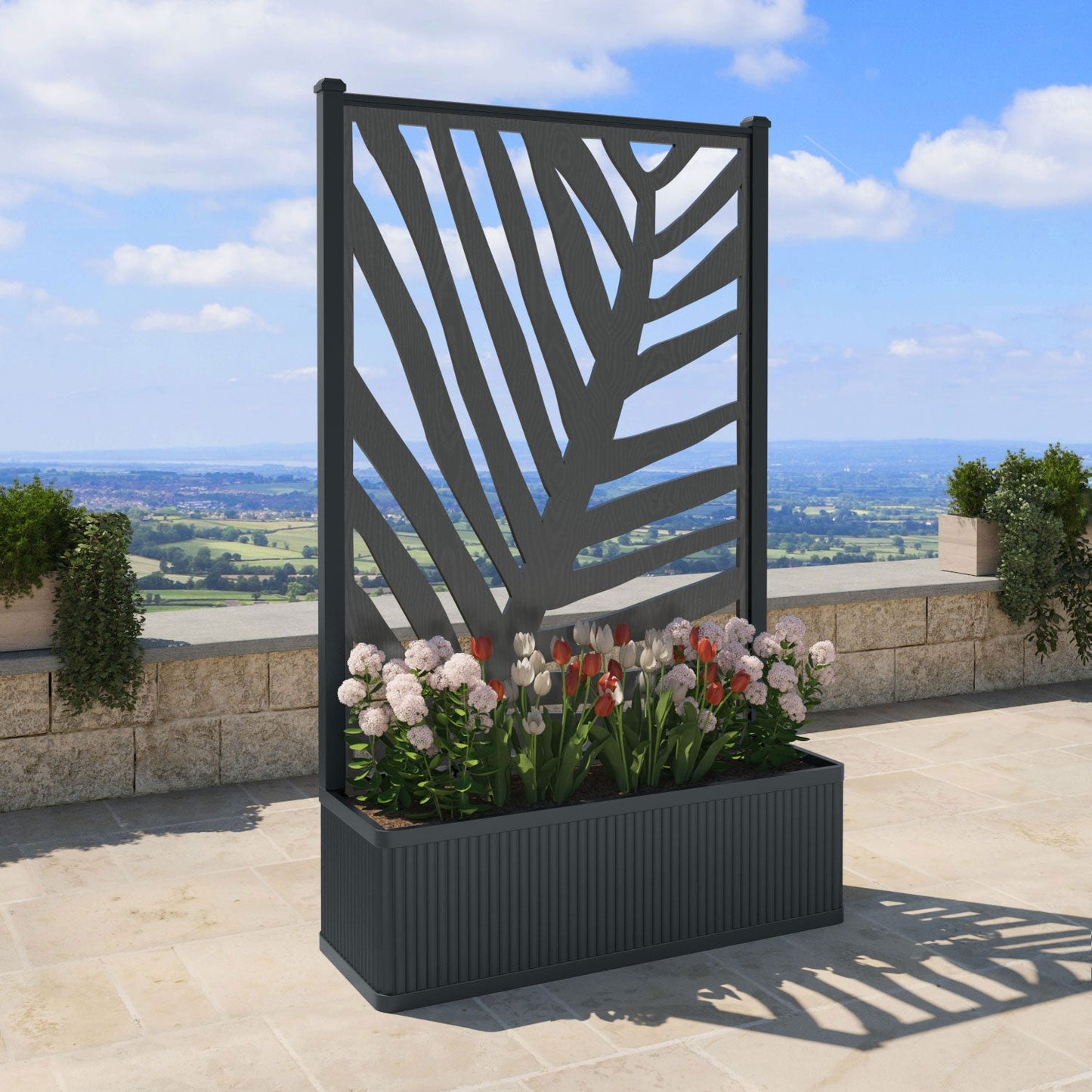 Palm Screen high flower pot with LED