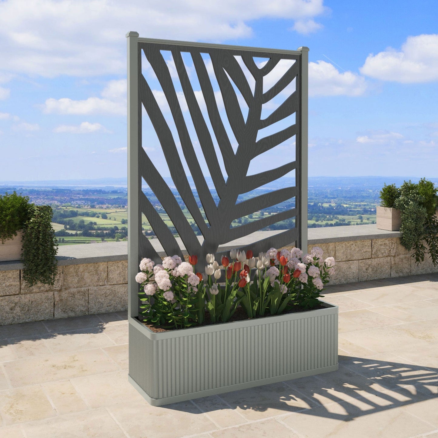 Palm Screen high flower pot with LED