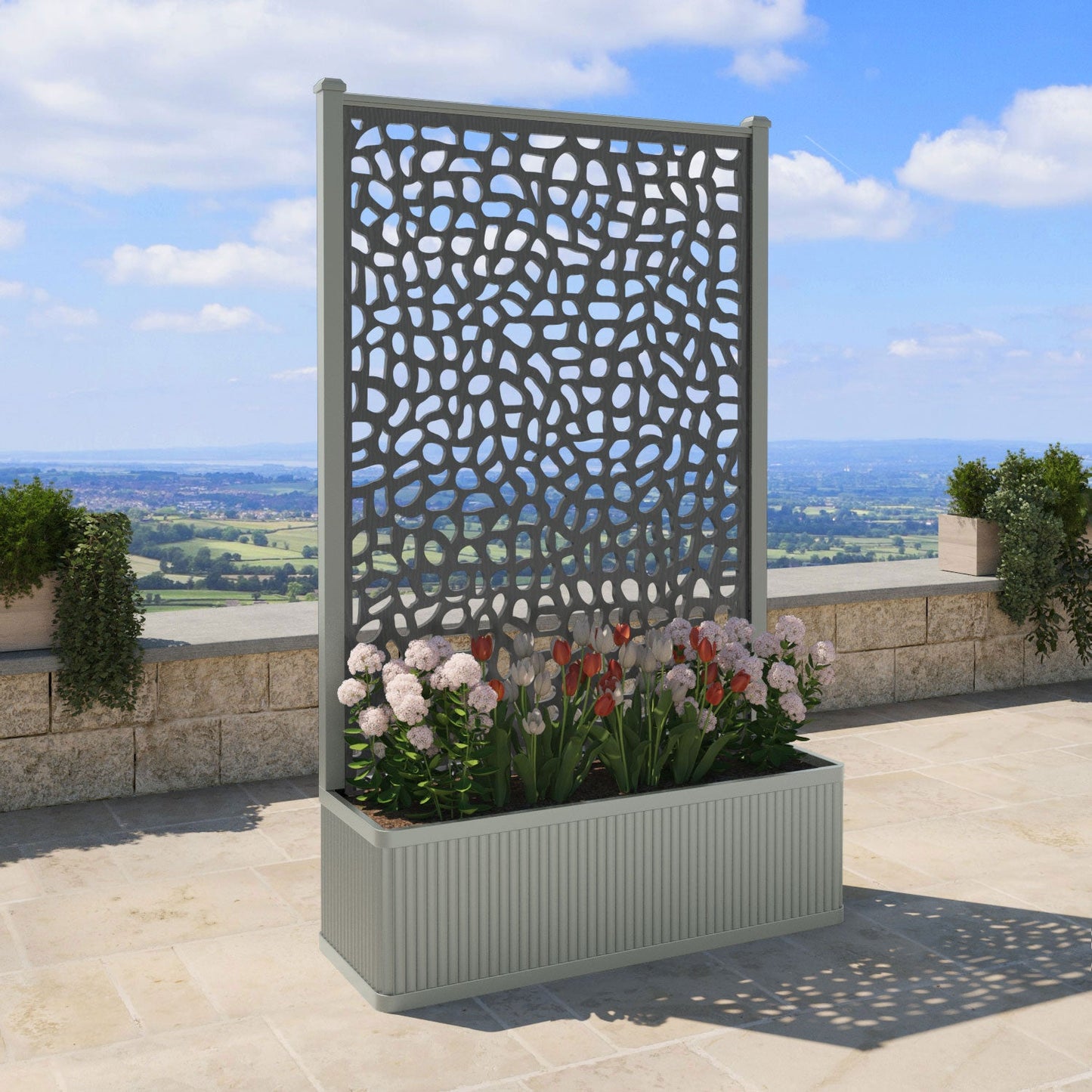 Pebble Screen high flower pot with LED