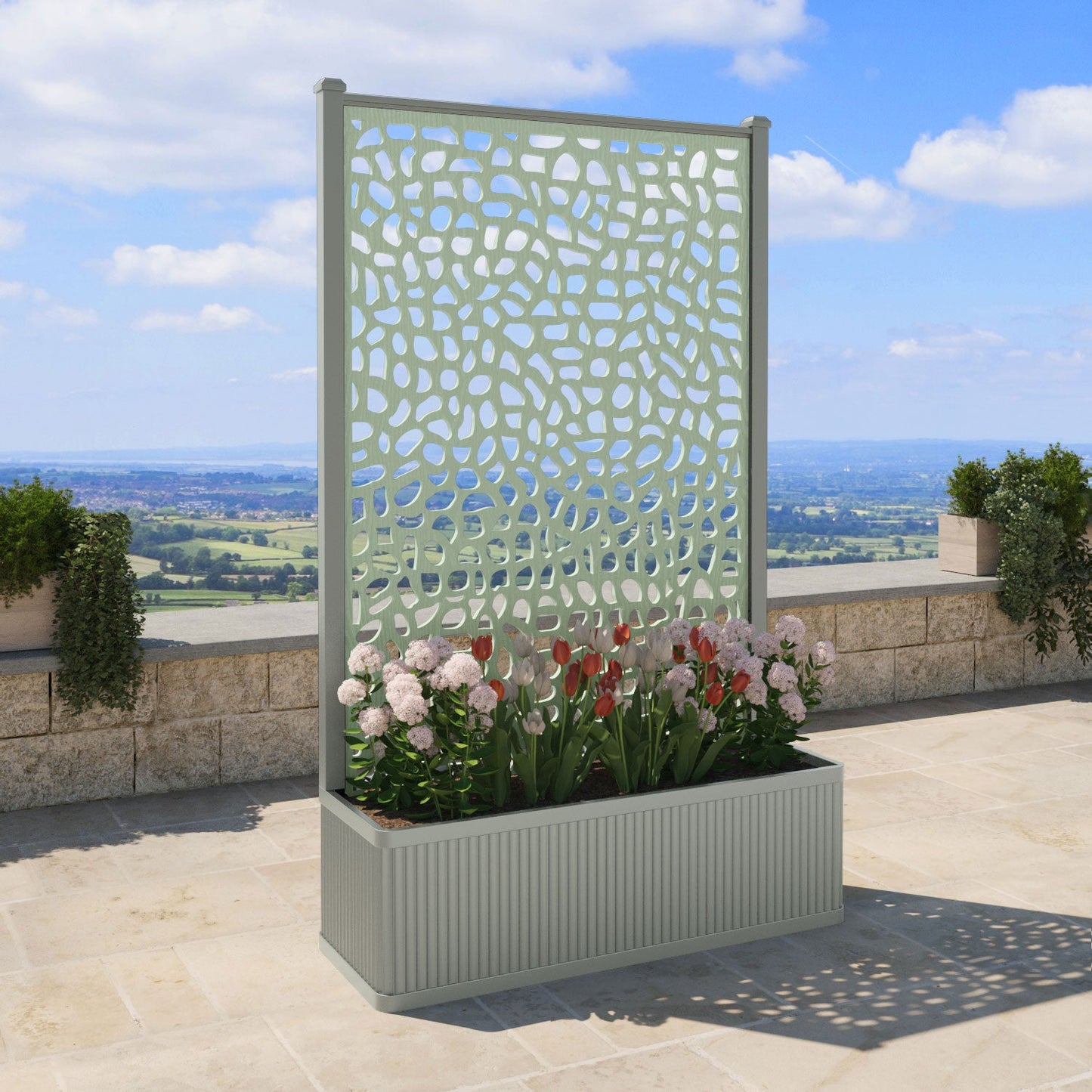 Pebble Screen high flower pot with LED