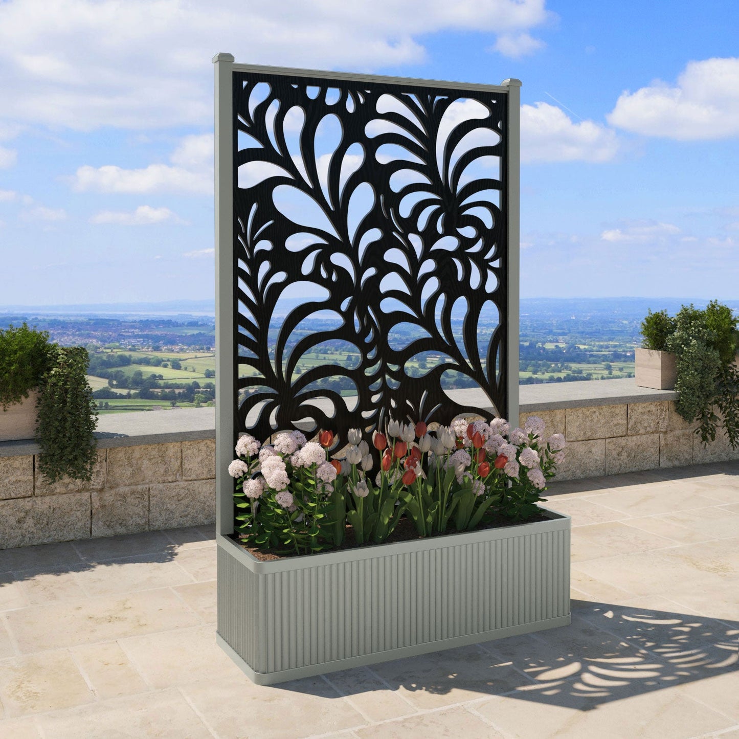 Petal Screen high flower pot with LED