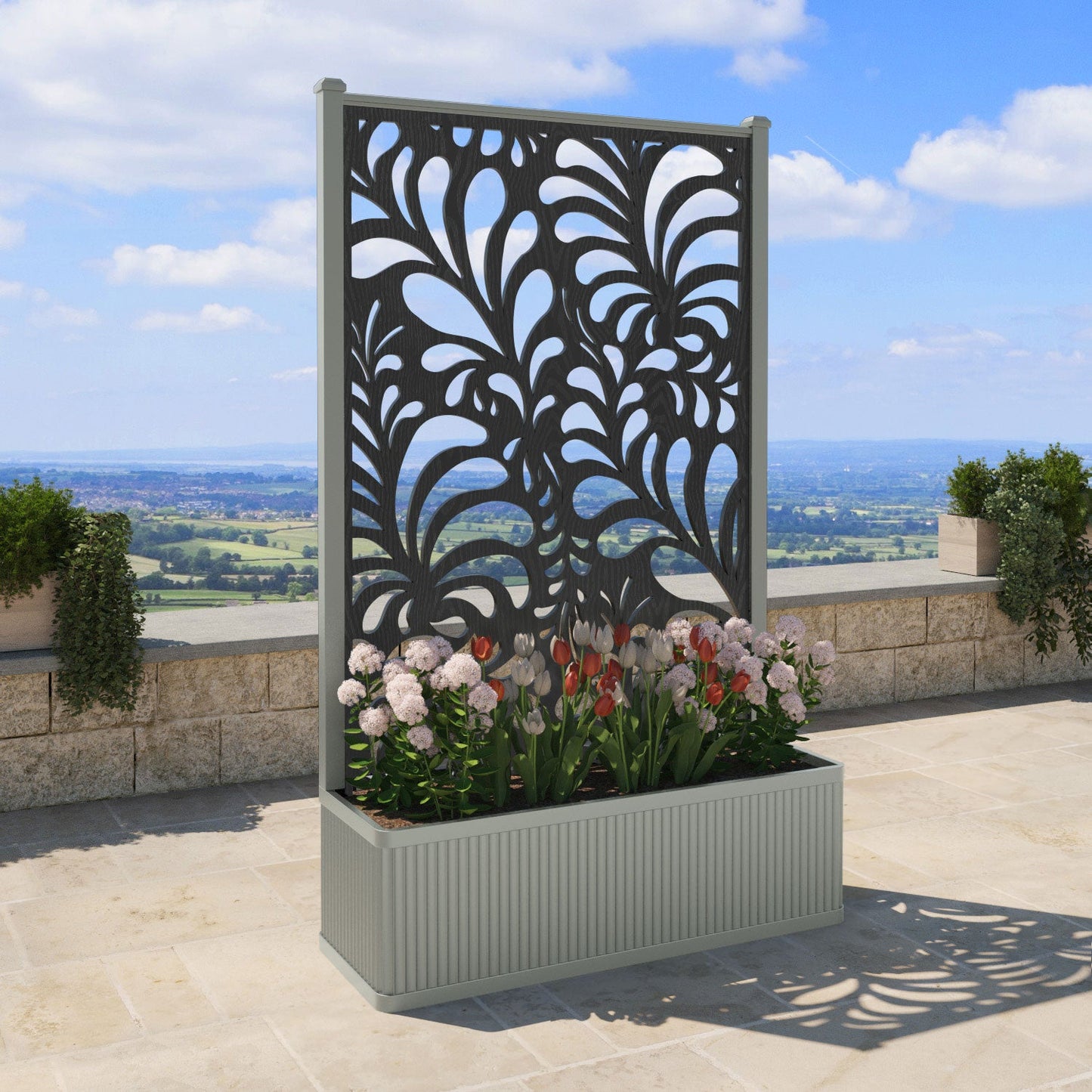 Petal Screen high flower pot with LED