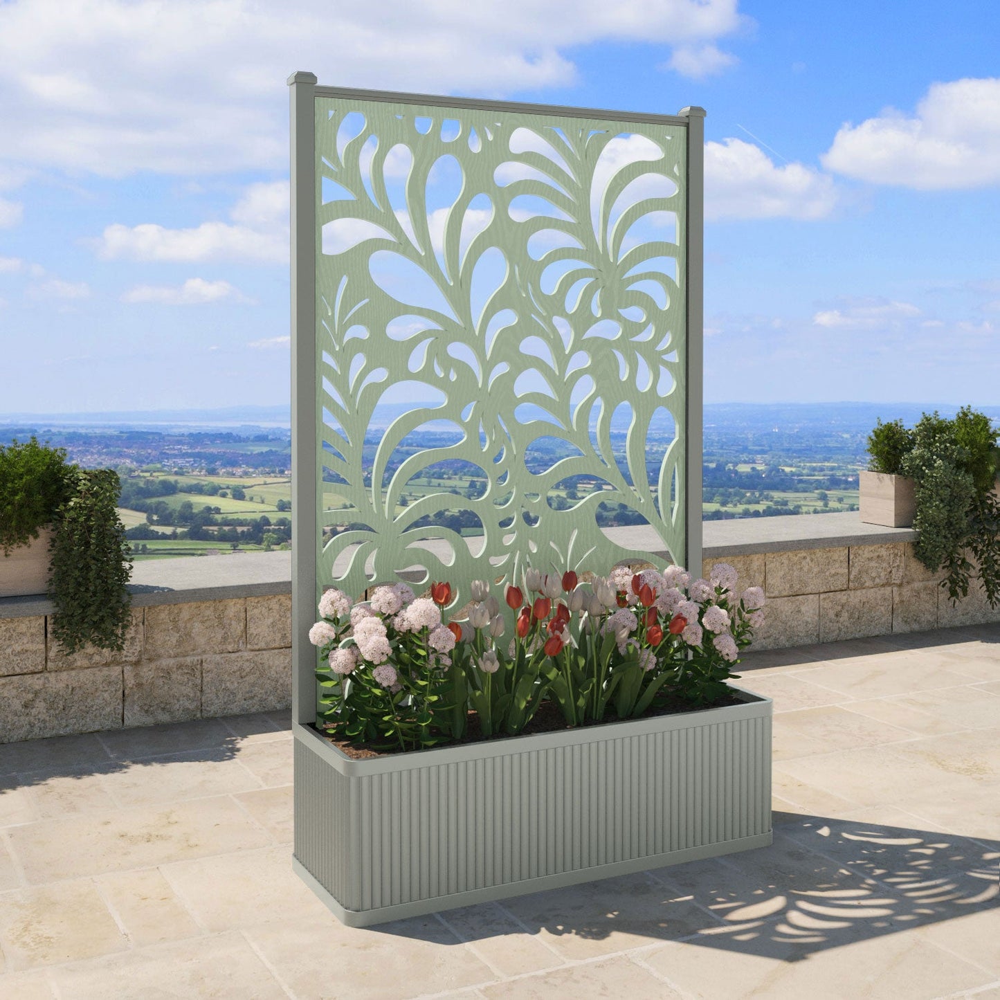 Petal Screen high flower pot with LED