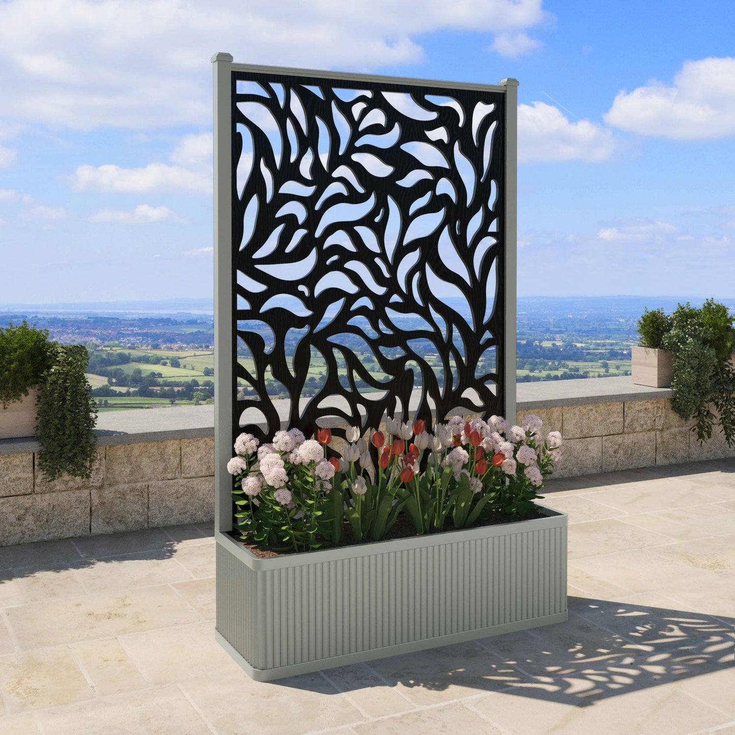 Plume Screen high flower pot with LED