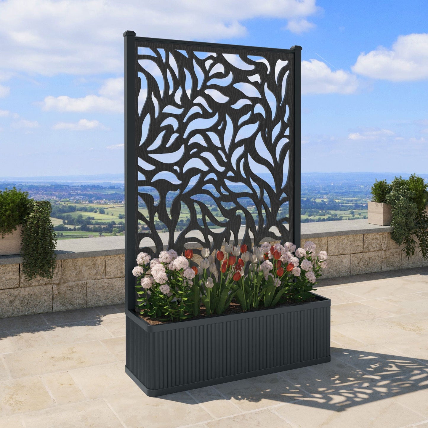 Plume Screen high flower pot with LED