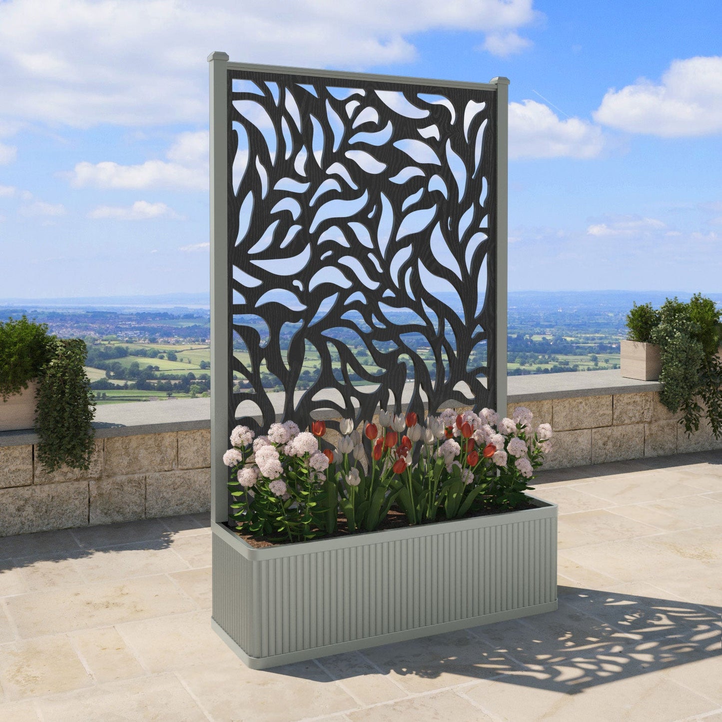Plume Screen high flower pot with LED