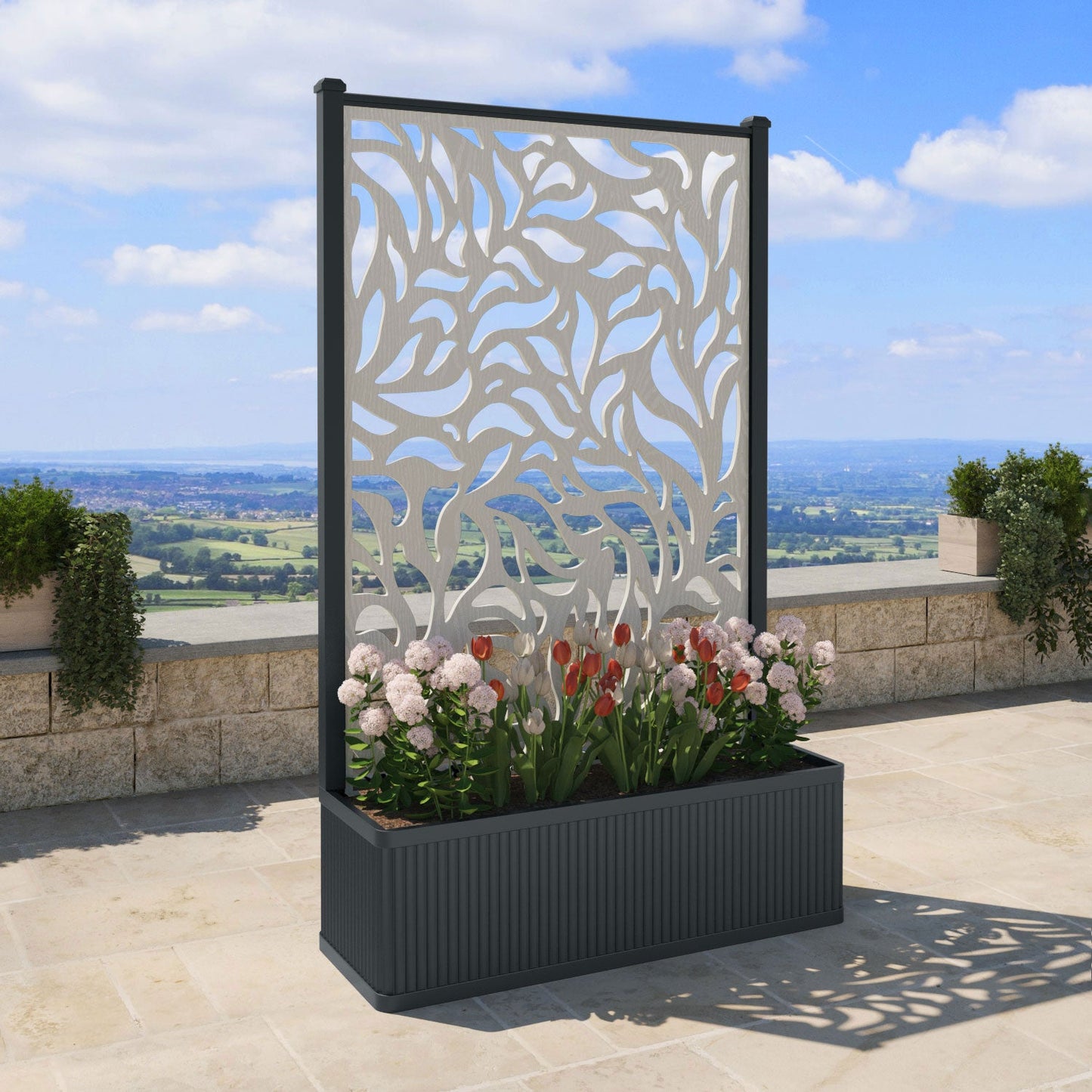 Plume Screen high flower pot with LED