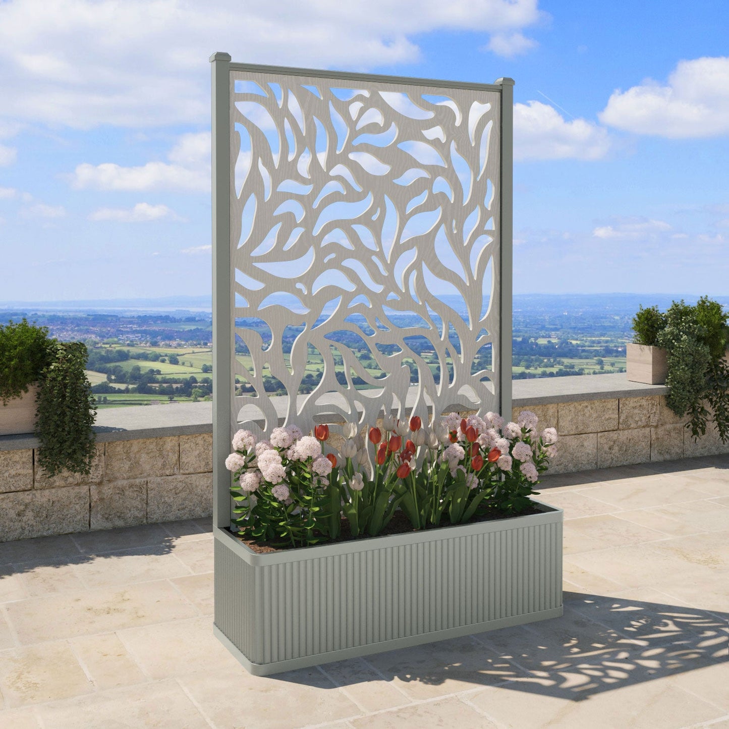 Plume Screen high flower pot with LED
