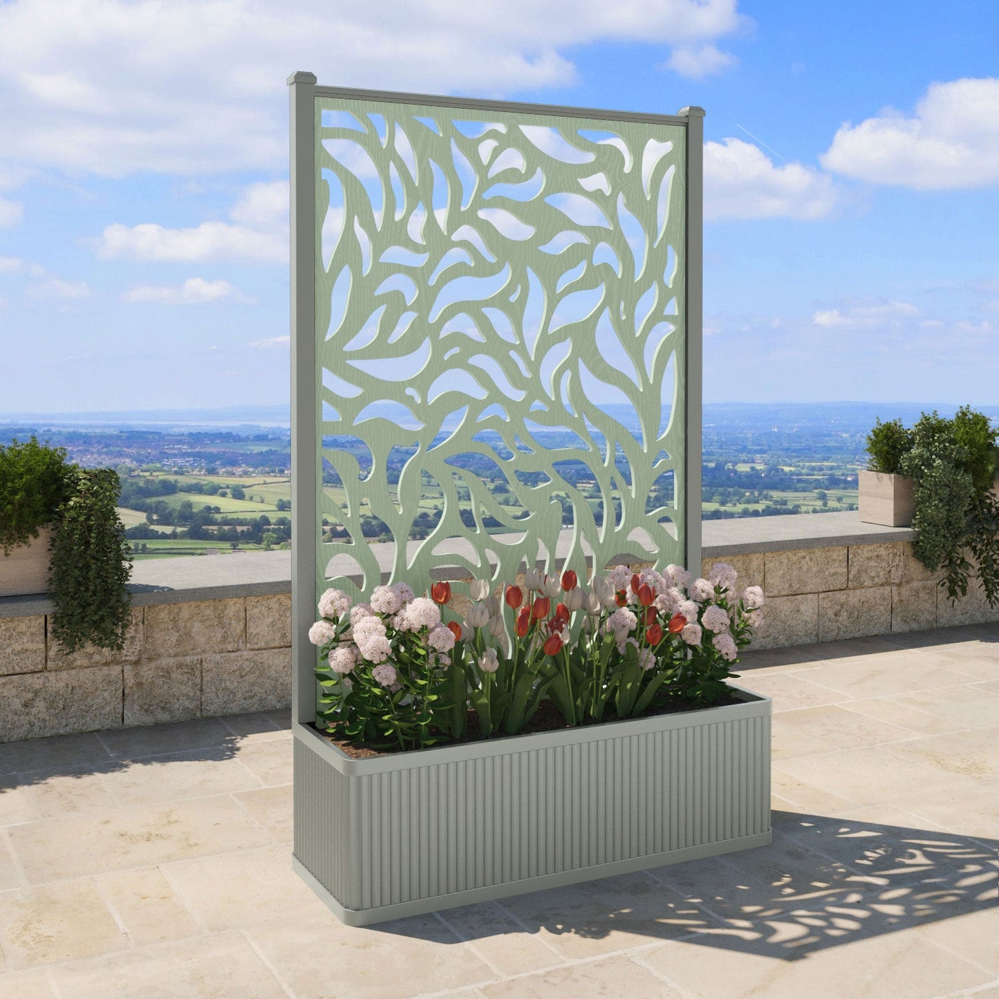 Plume Screen high flower pot with LED