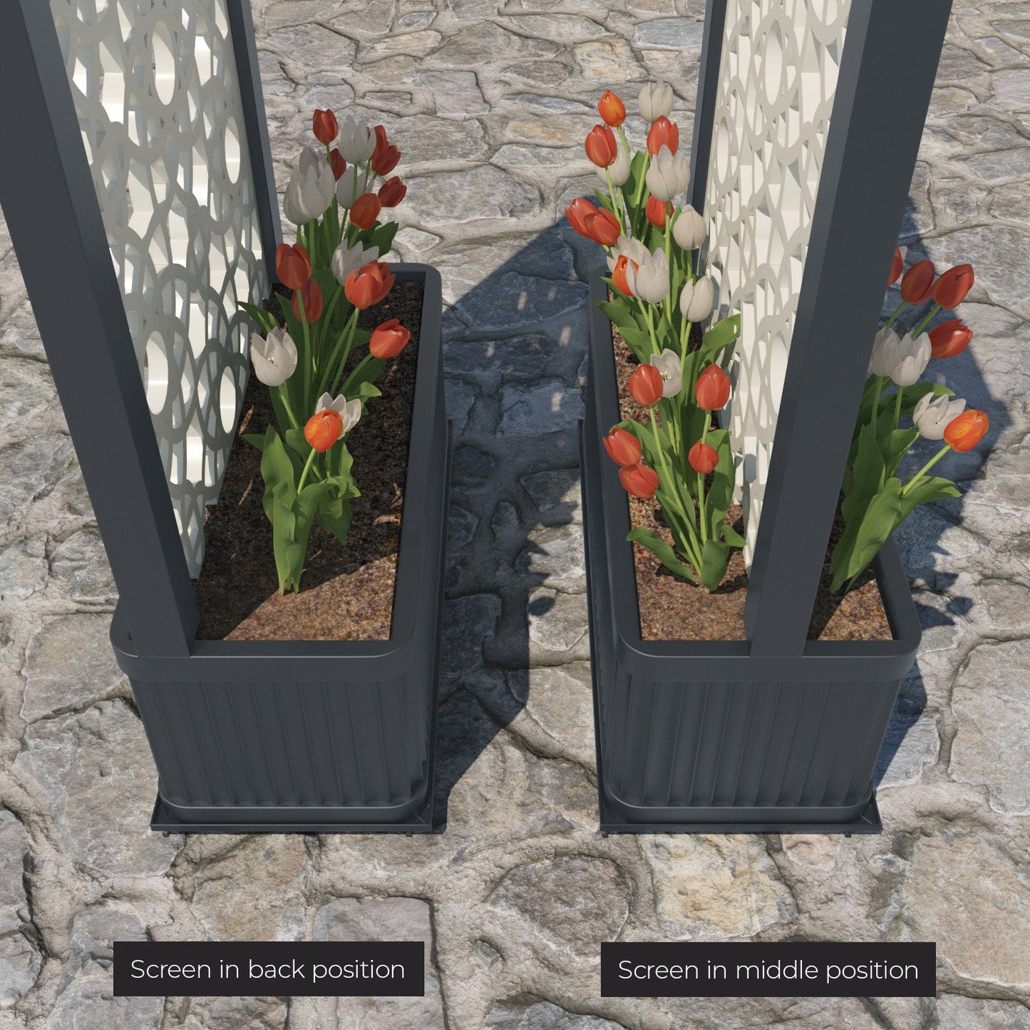 Plume Screen high flower pot with LED